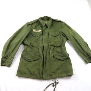 M1951 Military Man's Cotton Sateen Coat 1961 Green Sz Regular Small
